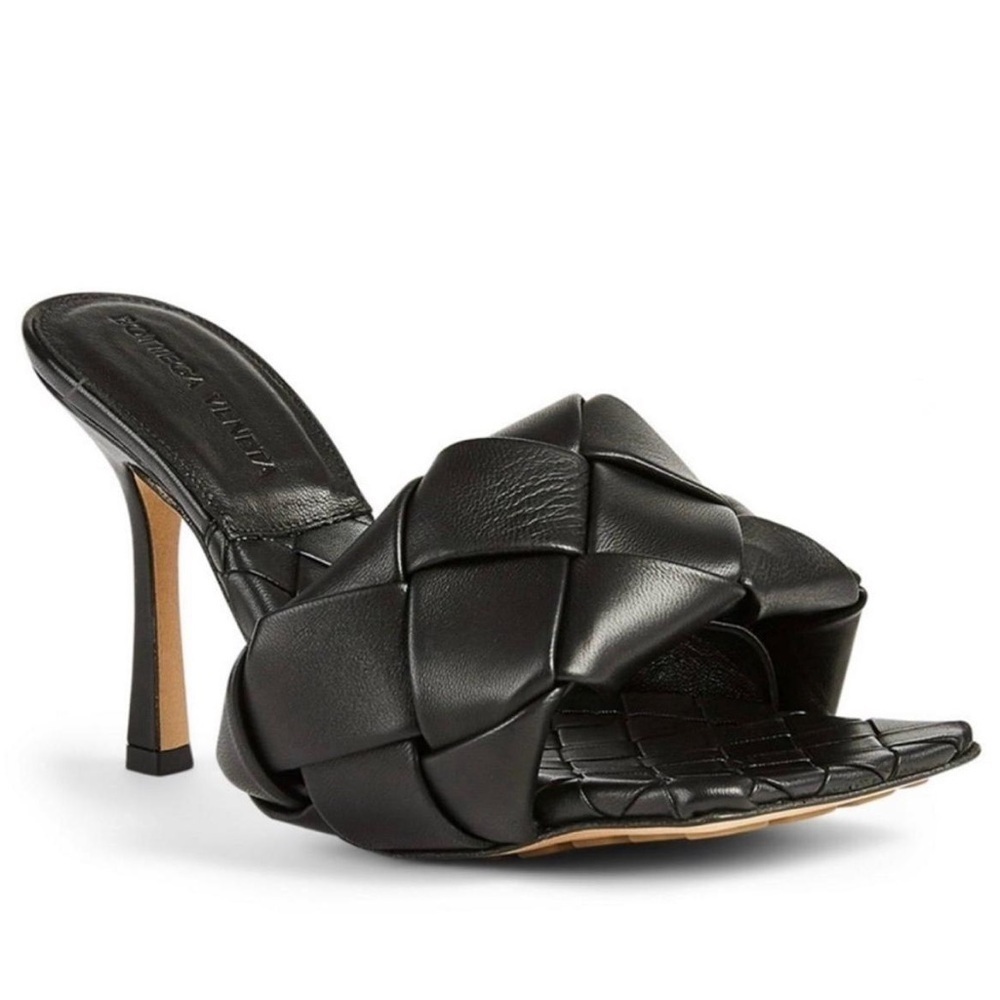 Bottega Veneta Lido intrecciato Leather Heeled Mule Sandals - NWT